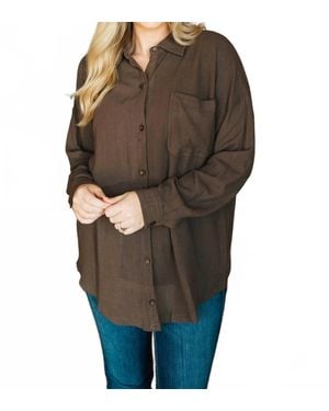 Before You Collection Oversized Button Down Shirt - Brown