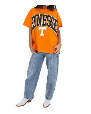 Pressbox Tennessee Rolled Sleeve Oversized Top - Orange
