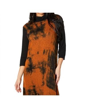 French Kyss Marble Wash Turtleneck Dress - Brown
