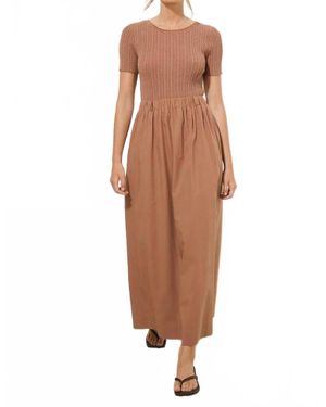 MON RENN Eternal Knit Combo Dress - Brown