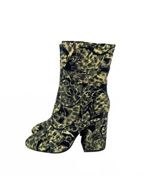 Ash Flora Metallic Jacquard Ankle Boots - Green