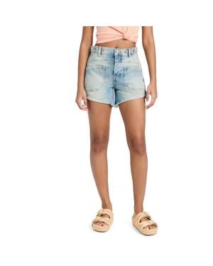 Free People Cuffed Pocket Denim Shorts - Blue