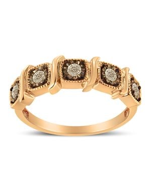 Haus of Brilliance 10K Rose Flashed .925 Sterling Miracle-Set 1/4 Cttw Diamond 5-Stone Band Ring - Metallic