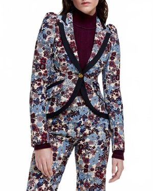 Smythe Taped Pouf Sleeve One Button Blazer - Blue