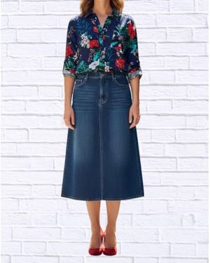 Diva USA Tropical Floral Viscose Button-Up Shirt - Blue
