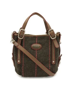 Tod's G Line G Bag Fabric Leather 2Way Tote Bag - Brown