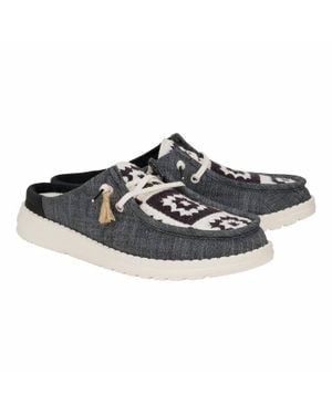 HEYDUDE Wendy Slip Cottage Crochet Shoes - Black