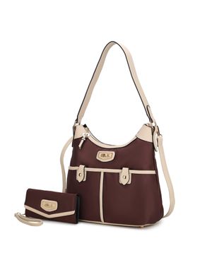 MKF Collection by Mia K Harper Nylon Hobo Shoulder Handbag With Matching Wallet - Brown