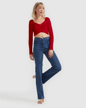 Belle & Bloom Forget Me Not Knit Crop - Red