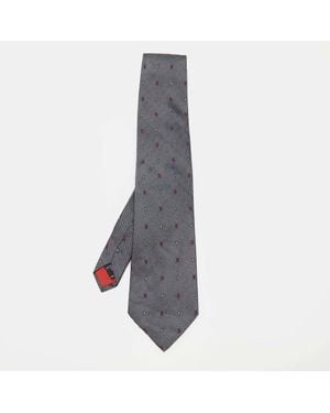 ST Dupont Charcoal Jacquard Silk Tie - Gray