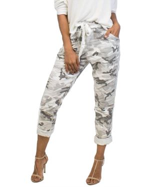 Gigi Moda Caterina Camo Slim Pants - White