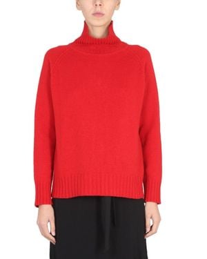 Stefano Mortari Ribbed High Neck Turtleneck Shirt - Red