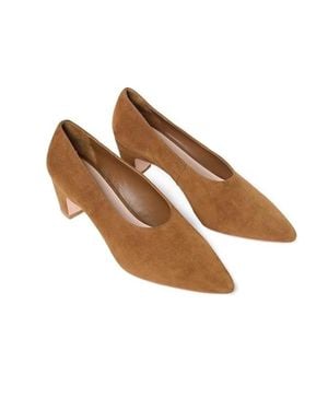 Loeffler Randall Maeve Low Pump Suede Slip On Heel Zogg3405 - Brown