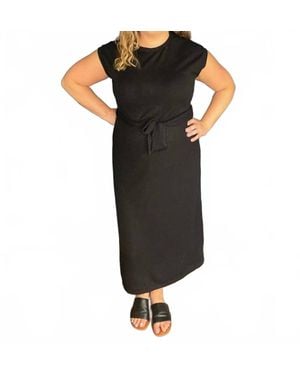 Doe And Rae Midi Knit Dress With Tie Waist - Black