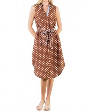 Thml Sleeveless Polka Dot Button Down Dress - Red