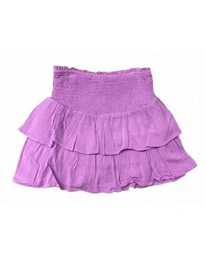 Hayden LA Girl's Smocked Ruffle Tiered Skirt - Purple