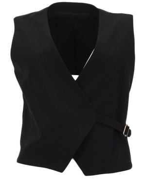 PT Torino Angela Virgin Wool Wrap Gilet - Black