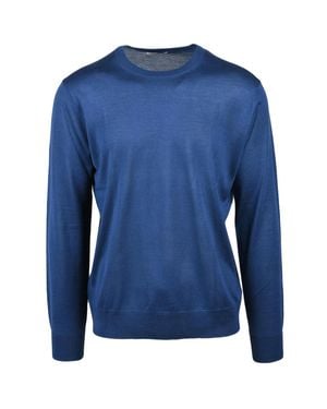 Ballantyne Silk-Cashmere Crewneck Sweater - Blue