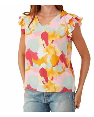 Hayden LA Jolene Abstract Ruffle Tank Top - Multicolor