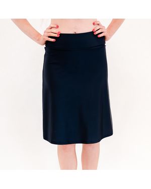 Calypsa High Waisted Knee Length Swim Skirt With Attached Bike Shorts - Blue