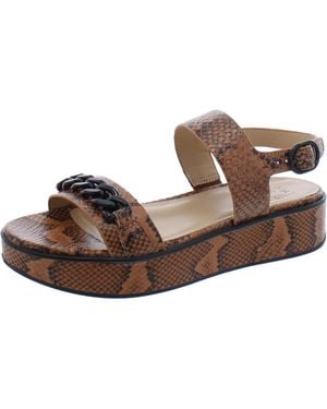 Naturalizer Carlyle Leather Snake Print Platform Sandals - Brown