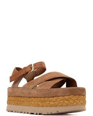 UGG Aubrey Braided Platform Suede Sandals - Brown