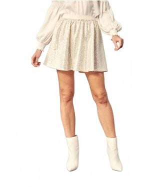 Mustard Seed Sequin Skater Skirt - Natural