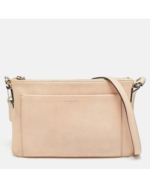 COACH Front Pocket Peach Leather Flat Crossbody Bag - Natural