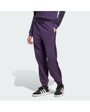 adidas Essentials 3-Stripes Fleece Loose-Fit Pants - Natural