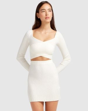 Belle & Bloom C'Est Belle Knit Mini Skirt - White