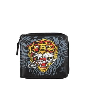 Ed Hardy Tiger Zip Around Pop Sritch Wallet - Black