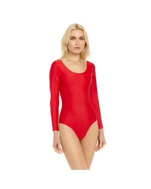 Leveret Long Sleeve Leotard - Red