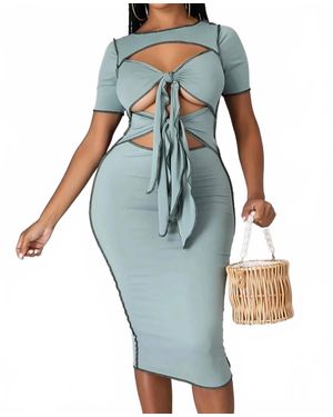 Win Win Apparel Vixen Cutout Midi Dress - Blue