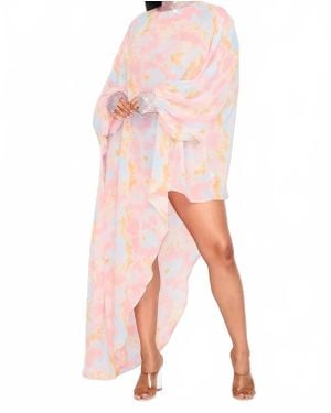 ILLord Couture Empress Chiffon Asymmetrical Tunic Dress - Pink