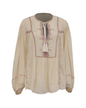 Isabel Marant Etoile Silekia Embroidered Blouse - Natural
