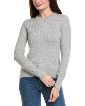 Hannah Rose Vertical Cable Cashmere-Blend Pullover - Gray