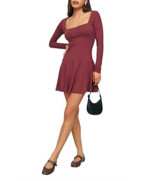 Reformation Coen Long Sleeve Drop Waist Akater Minidress - Red