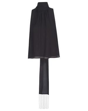 Patrizia Pepe High Neck Viscose Scarf Blouse - Black