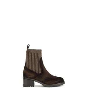 Santoni Calf Leather Bos Taurus Ankle Boots - Brown