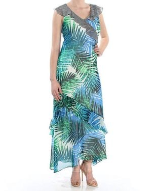 Calvin Klein Printed Ruffle Daytime Maxi Dress - Green