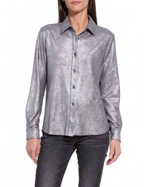 Lyssé Connie Patent Foil Vegan Suede Shacket - Gray