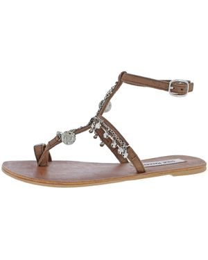 Steve Madden Venusss T-Strap Casual Flat Sandals - Brown