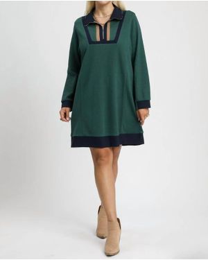 Umgee Waffle Knit Dress - Green