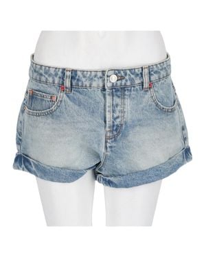 Isabel Marant Distressed Rolled-Hem Cotton Denim Shorts - Blue