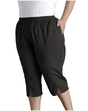 On The Plus Side Cotton Stretch Twill Crop Pants - Black