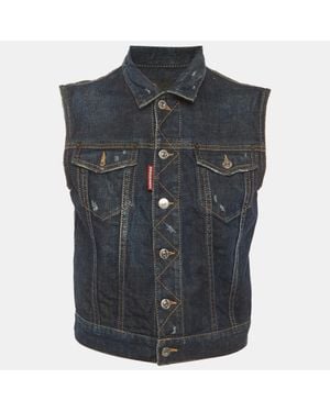 DSquared² Denim Distressed Vest Jacket - Black