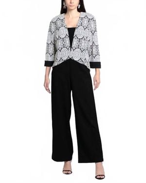 Joseph Ribkoff Embroidered Floral 3/4 Sleeves Jacket - Black