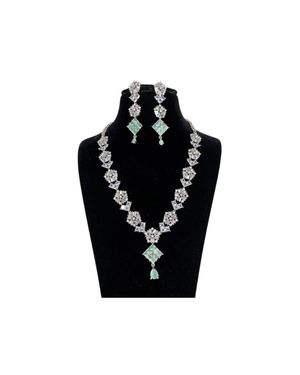 Zaalima Fashion Plated Mint Designer Cz Cubic Zirconia - Black