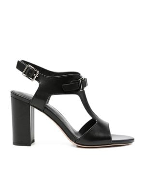 ADRIANNA FERETTI High Block Heel T-Strap Sandals - Black