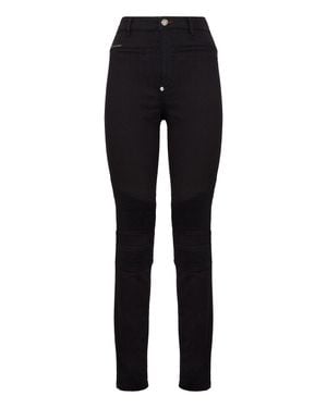 Philipp Plein Denim High Waist Biker Iconic Plein - Black